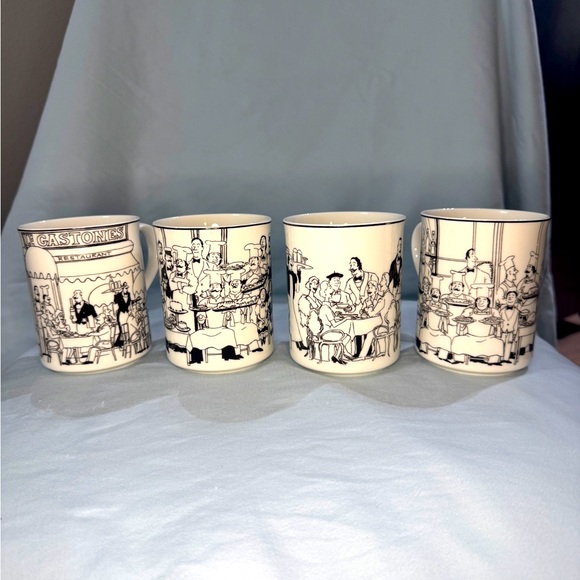 Epoch Collection Le Restaurant Café Scene Mugs – Set of 4 - Picture 1 of 16